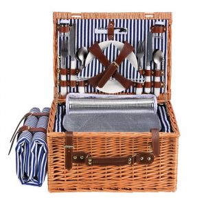 Panier de Pique Nique pour 4 PersonnesCouleeur Panier Pique Nique en Osier avec Compartiment IsothermePanier Picnic pour Camping