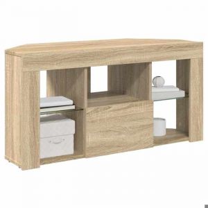 Meuble TV LED dAngle - MVS - Table de T&eacute;l&eacute;visionunit&eacute; TV Ch&ecirc;ne Sonoma 102 x 40 x 50cm 605510