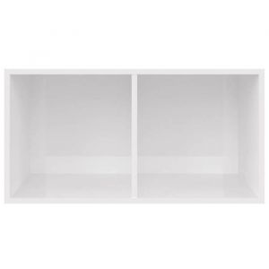 Meuble vinyle VENTE FLASH - Meuble de rangement Boîte de rangement de vinyles Blanc brillant 71x34x36 cm @31618595