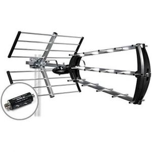Antenne TV extérieure - Trinappe - 415044 - Gain 26dB - Filtre 4G - Aluminium Gris Métallisé