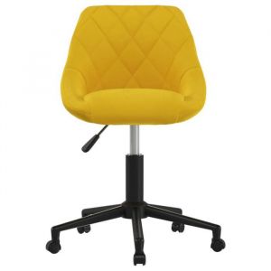 Jaune Chaise pivotante de salle &agrave; manger - fa&ccedil;on ergonomique - Jaune moutarde Velours Maximum 110 kg @EU4478827