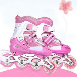 Roller Enfant Fille - Laizere - Taille réglable en Ligne de Rollers en Ligne - Rose - Mesh en fibre de polyester
