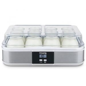 Yaourtière HKOENIG - ELY120 - Capacité 12 pots de 160ml - Programmable jusquà 15h - 15W