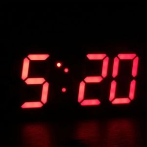 Réveil Numérique Horloge Digitale LED USB Murale Bureau Cuisine Salon Chambre Décoration Cadeaux 3D Temps Alarme Temperature Rouge