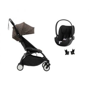 STOKKE - Poussette Duo Yoyo3 L&eacute;opard Cadre Noir + Cloud T Sepia Black