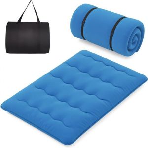 COSTWAY Matelas Futon Japonais 140x200CM - Surmatelas Amovible Matelas de Sol Pliable - Maison Camping-car Dortoir - Bleu