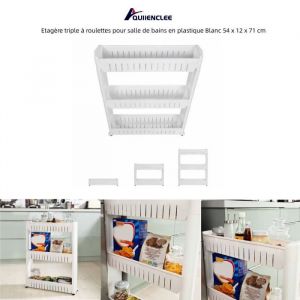 Desserte de cuisine triple à roulettes en plastique Blanc 54 x 12 x 71 cm - QUIIENCLEE
