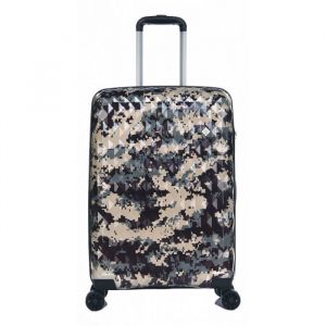 LYS - Valise Cabine polycarbonate camouflage vert 55x38x20 cm 4 Roues doublées