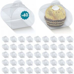 Espirito Rebelde 40 Bo&icirc;tes en Ac&eacute;tate Transparent 55x55x50 mm  Bonbonni&egrave;re en Plastique : Drag&eacute;es Macarons Gateaux