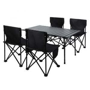 Table de camping avec 4 chaisesTable Pliable95cm x 55cm x 53cmNoir