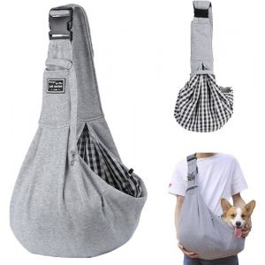 Sac de transport pour chien - Portable - Tissu &eacute;pais et doux - Jusqu&agrave; 10 kg - Gris
