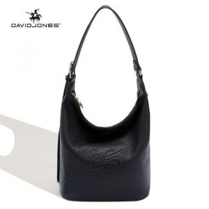 David Jones - Sac &agrave; Main Port&eacute; Epaule Femme - Sac Hobo Simili Cuir PU Souple - Cabas Fourre-Tout El&eacute;gant  Taille Moyenne - Noir