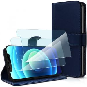 Accessoires pour smartphone - LOGICOM - Le Spark - Pack 2 Protections décran - Étui Portefeuille - Bleu 5-D
