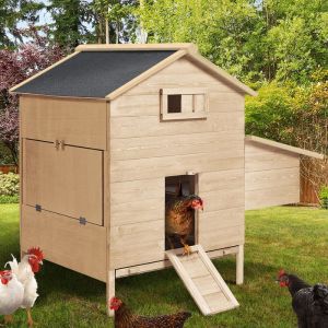 IDMARKET Poulailler chalet XL pour poules avec pondoir en bois