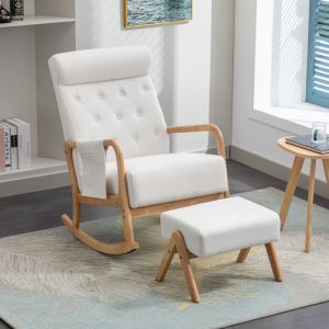 Fauteuil Scandinave en Lin Canapé Simple Salon avec Repose-Pieds Fauteuil Relaxation Rembourés pour Salon ou ChambreBeige