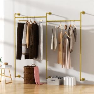 Penderie Vêtements pour Dressing Mural - Portant à Vêtement Industriel Suspendu en Fer - 205x190cm pour Dressing Chambre Magasin