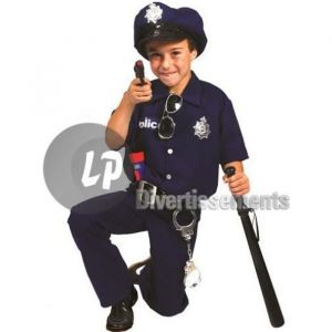 D&eacute;guisement Policier Enfant Bleu - Taille 140cm - Costume Complet avec Pantalon Veste et Casquette