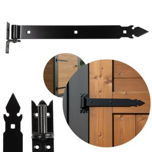 Charniere D&eacute;corative Style Rustique lExt&eacute;rieur et lInt&eacute;rieur - Montage de Portes Volets ou Portails 400mm Noir ADGO