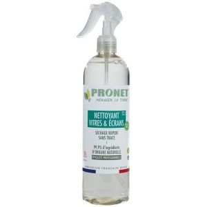 Nettoyant vitres et écrans - PRONET NATURE - Ecocert - Pulvérisateur - 500ml - Huiles essentielles plantes fraîches