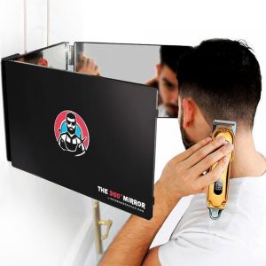Miroir 360 Degrés Pour Se Couper Les Cheveux-Hauteur Réglable Avec Crochets-Miroir 3 Faces Pliable-Miroir De Barbier-Miroir Coiffu
