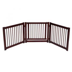 GYMAX Barri&egrave;re de Protection Pliable Grille en Bois Massif Panneaux Pivotants porte d&rsquo;Entr&eacute;e Installation Facile 206 x 61 CM