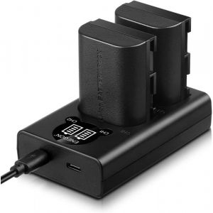LP-E6 Batterie de Rechange 2 Paquets et Chargeur Intelligent LED USB pour Canon LP-E6LP-E6N and Canon EOS 5D Mark II III