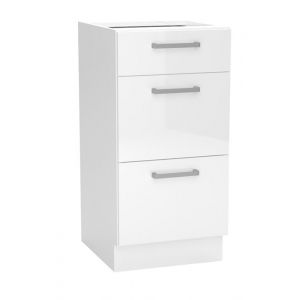 Meuble bas de cuisine avec 3 tiroirs coloris blanc -  longueur 40 x profondeur 4460 x hauteur 82 cm