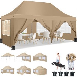 Tonnelle Pliante 3x6 Barnum Pliant Étanche Stable avec 6 Parois LatéralesTonnelle Tente UV 50+ -Kaki
