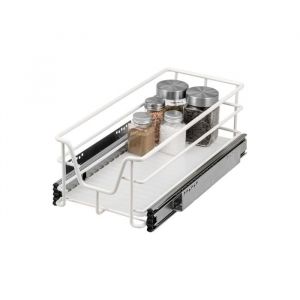 bremermann Tiroir t&eacute;lescopique 30 cm avec &eacute;tag&egrave;re tiroir de cuisine &agrave; monter ult&eacute;rieurement tiroir darmoire en m&eacute;tal blanc