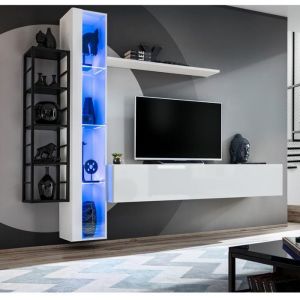 Ensemble Meuble TV Design Switch VII 240cm Blanc & Noir
