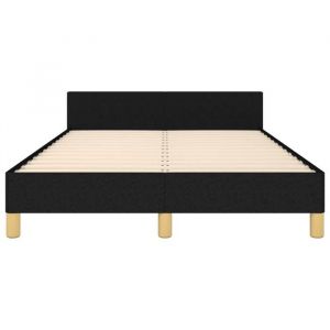 BURKE* Lit simple 120x190 cm Structure de lit classique sans matelas noir tissu- LL6529