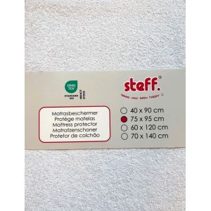 Steff - Protège matelas - Alèse - 75x95 cm pour parc -Blanc- impermeable sur couche de PU avec certificat OEKO-TEX standard 100