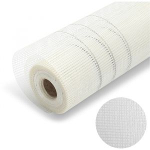 Yakimz 50m² Armature fibre de verre treillis résistant en fibre de verre toile de renfort 4x4mm 160g/㎡ Blanc