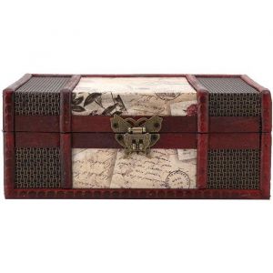 Coffret de rangement vintage en bois - Coffre de pirate antique pour bijoux et jouets id&eacute;al pour les chasses au tr&eacute;sor avec les