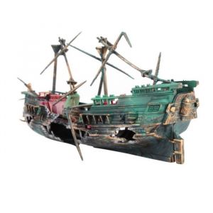 Ornement d&eacute;pave de bateau pour aquarium en plastique - D&eacute;coration de paysage de r&eacute;servoir de poissons