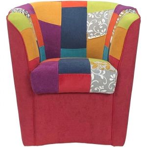 Fauteuil - Valentina - Patchwork - Rouge - 1 place - Design contemporain