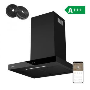 Hotte Aspirante 60 cm Tactile APP Contrôle 650m3/h Booster A+++ LED Réglable Noire CIARRA