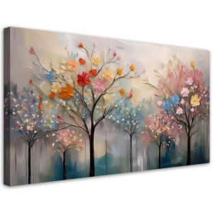 tableau sur toile format décoratif universel Arbres en fleurs Fleurs peintes contemporain élégant 80x40 cm