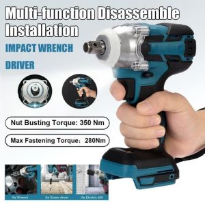 Electrique Boulonneuse Clé à choc Visseuse sans fil Percussion 350Nm Pour 18V Makita DTW285Z Li-Ion Batterie