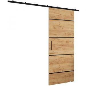 Portes coulissantes avec rail - ABIKSMEBLE Zonda IV - système de porte coulissante intérieur suspendu 204 x 70 cm chêne craft