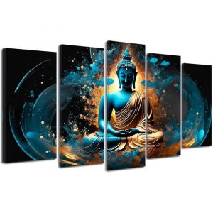Tableau decoration murale salon Toile imprimée Tableau deco Tableau toile zen décoration moderne Bouddha 150x80 cm