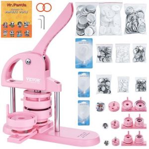 Machine à Badges-VEVOR-25-32-58mm 3-en-1Presse à Badges avec 300Kits de Consommables-pour Fabrication de Badges à Épingle Rose