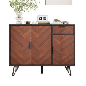 Meuble de rangement moderne commode noire avec finition bois tiroir et étagères réglables en hauteur (90 x 30 x 715 cm)Noir