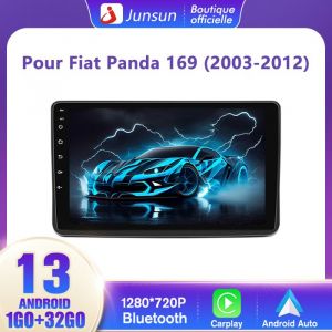 Junsun Autoradio Android 13 pour Fiat Panda 169 (2003-2012) 1Go+32Go 9écran Tactile Carplay GPS WiFi Bluetooth Android Auto