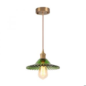 SNOGOLD Lustre Industriel Moderne en Verre Vert Suspension E27 Luminaire Rétro Lampe de Plafond Éclairage pour Salon Salle à