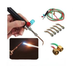 Mini chalumeau de soudage &agrave; gaz - XVX - 5 embouts - Bijouterie professionnelle - Ac&eacute;tyl&egrave;ne - 215x15x6 cm