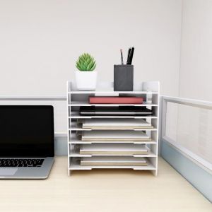 JEOBEST 7 Niveaux Organisateur de Bureau &Eacute;tag&egrave;re de Casier A4 Porte Document Plateaux de Fichier pour Bureau &agrave; Domicile