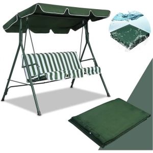 Toit de Rechange Imperméable pour Balancelle de Jardin 3 PlacesToit Balancelle en Tissu Polyester Imperméable/Anti-UVStripe verte