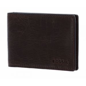 FOSSIL Porte-monnaie marron en cuir pour homme - Derrick Money Clip Bifold Dark Brown 39359