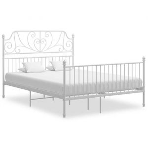 SALE 2025Structure/Cadre de lit et tête de lit - Lit 2 personnes - blanc 160x200 cm métal25.7 Kg 5904